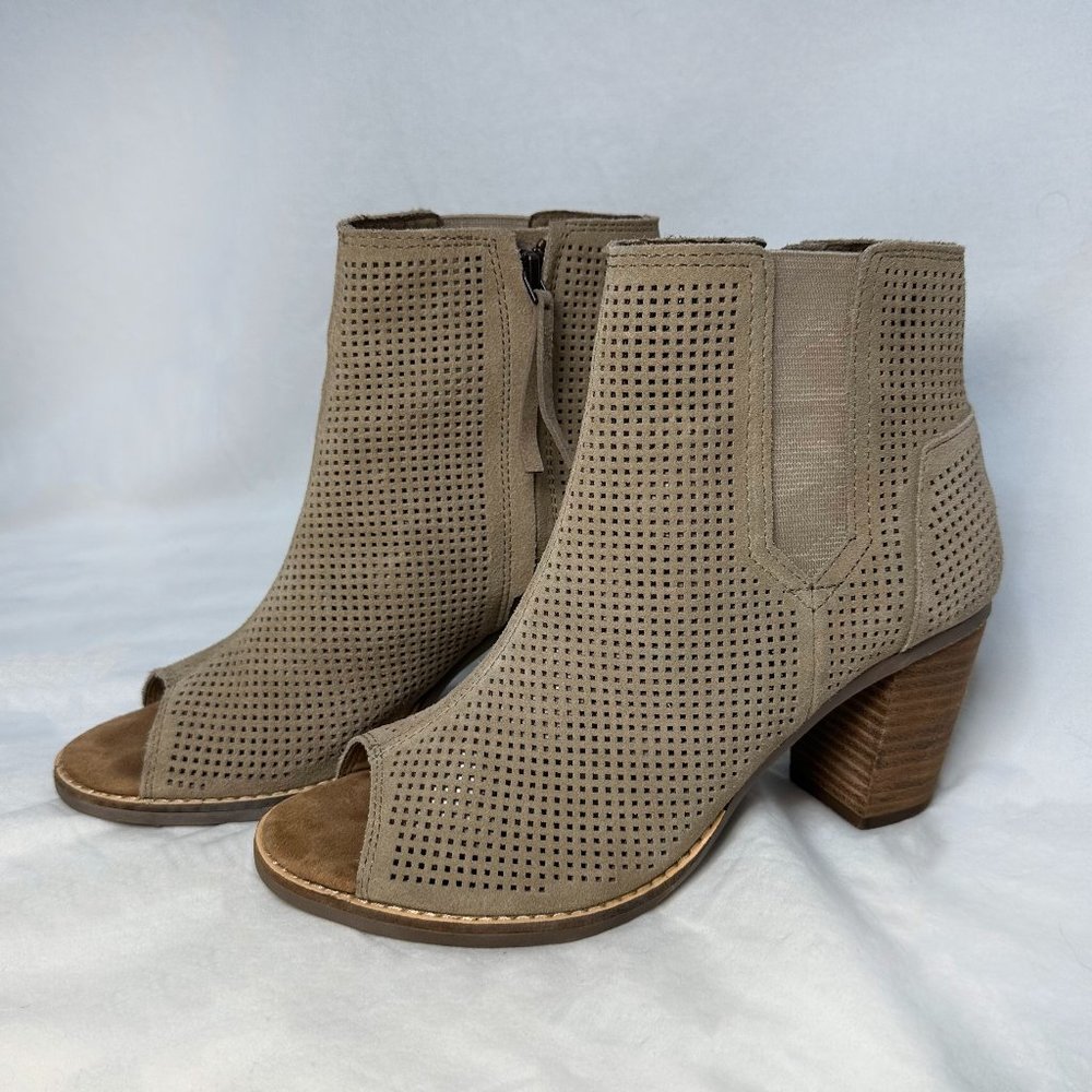 Toms - Open-toe Wooden Heel Tan Boots